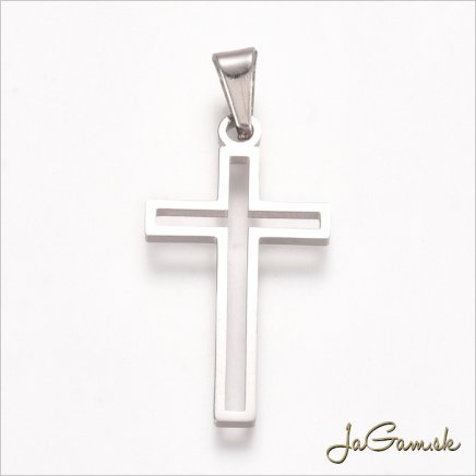 Prívesok krížik 25x14mm CHIRURGICKÁ OCEĽ, 1ks (ch1634)